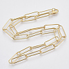 Brass Round Oval Paperclip Chain Necklace Making MAK-S072-06A-G-2