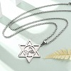 Hanukkah 201 Stainless Steel Star of David Pendant Necklaces NJEW-Z058-02P-1