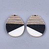 Tri-color Resin & Walnut Wood Pendants X-RESI-S358-73B-2