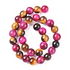 Natural Rose Tiger Eye(Dyed & Heated) and Yellow Tiger Eye(Dyed & Heated) Beads Strands G-G101-6mm-1-2