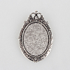 Vintage Tibetan Style Alloy Brooch Cabochon Settings PALLOY-N0085-35AS-1