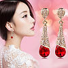 Real 18K Gold Plated Brass Rhinestone Teardrop Stud Earrings EJEW-EE0001-232E-2