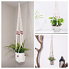 2Pcs Handmade Macrame Polyester with Wood Bead Plant Hanger AJEW-HS0001-47A-9