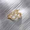 Brass Micro Pave Cubic Zirconia Adjustable Cuff Rings RJEW-C141-01G-1