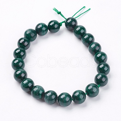 Natural Malachite Gemstone Beads Strands G-I001-9mm-01-1