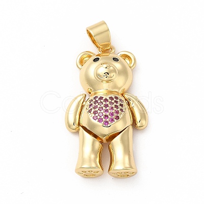 Rack Plating Brass Micro Pave Cubic Zirconia Pendants KK-G456-21G-1