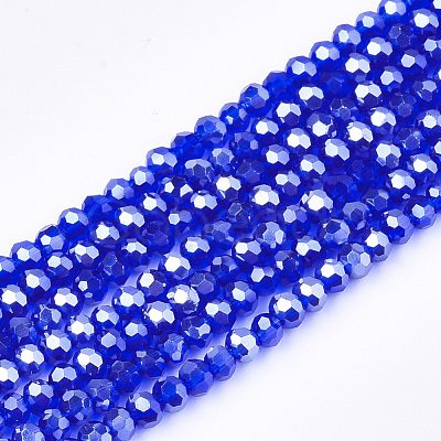 Electroplate Glass Beads Strands EGLA-T013-04B-1