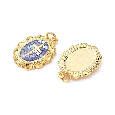 Rack Plating Brass & Shell Pendants KK-I357-05G-1