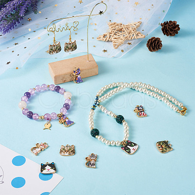28Pcs 14 Style Printed Alloy Pendants FIND-BG0001-04-1