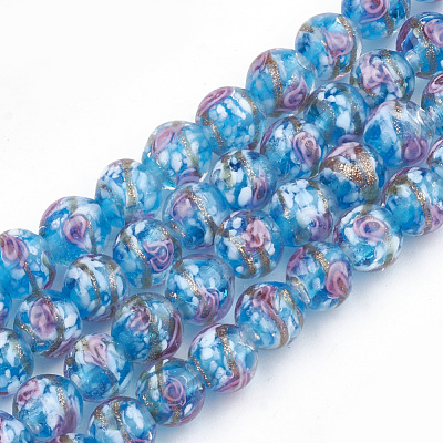 Handmade Gold Sand Lampwork Beads LAMP-T006-10E-1