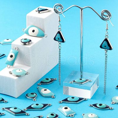 32Pcs 8 Style Platinum Alloy Enamel Links Connectors ENAM-LS0001-84-1