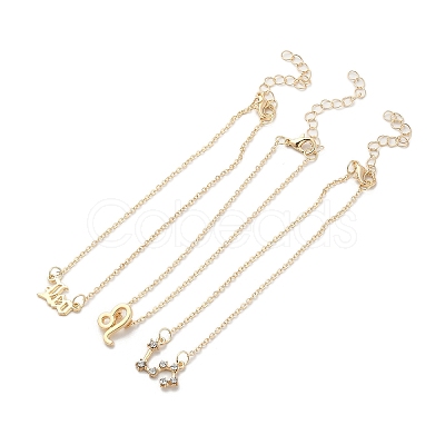 3Pcs Alloy Rhinestones Anklets AJEW-S083-01G-07-1