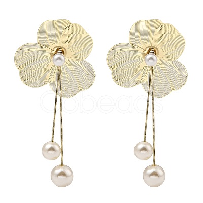 Flower Alloy Dangle Stud Earrings EJEW-L096-005G-1