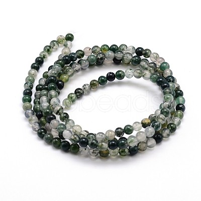 Natural Moss Agate Round Bead Strands G-J303-07-8mm-1