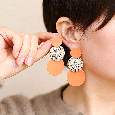 Flat Round Alloy Dangle Stud Earrings FS-WGB25D4-04-1