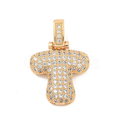 Brass Micro Pave Clear Cubic Zirconia Pendants KK-B099-01G-T-1
