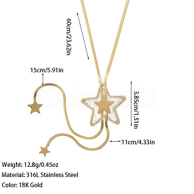 Bohemian Style 304 Stainless Steel with Acrylic Lariat Necklaces for Women FS-WG34D78-03-1