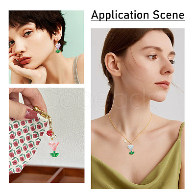 Transparent Acrylic Flower Pendants PALLOY-TADJ00011-1