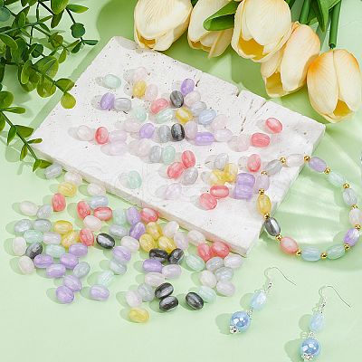 130Pcs Two Tone Resin UV Reactive Beads RESI-PA0001-49-1