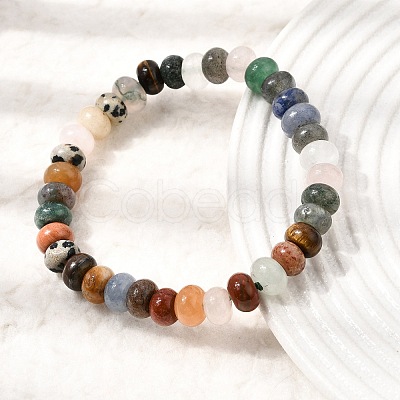 Natural Mixed Stone Rondelle Beaded Stretch Bracelets for Women GG-CBA3F02-07-1