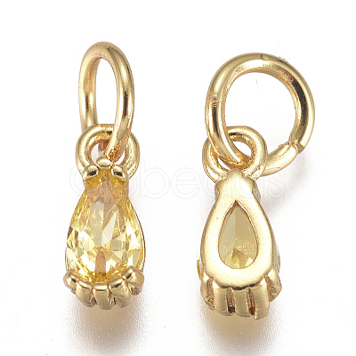 Brass Micro Pave Cubic Zirconia Charms ZIRC-F111-04G-01-1