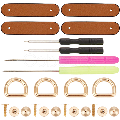 2Pcs PU Leather Suspension Clasps with Alloy D Rings AJEW-CL0004-98B-1
