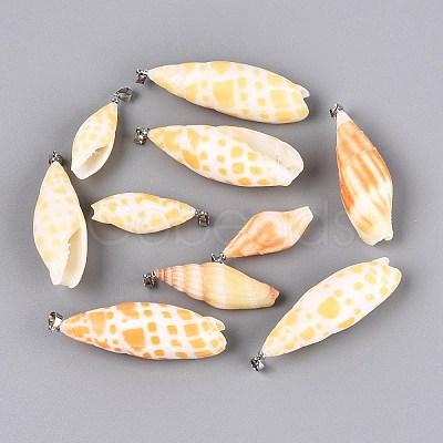Brass & Natural Mitra Shell Big Pendants SHEL-Q029-17P-1
