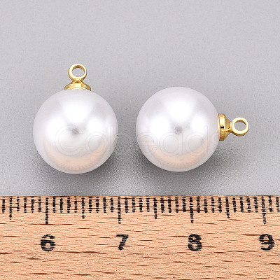 Brass & ABS Plastic Imitation Pearl Pendants KK-N261-12mm-121G-1