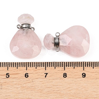 Teardrop Natural Rose Quartz Perfume Bottle Pendants G-H241-02B-P-1