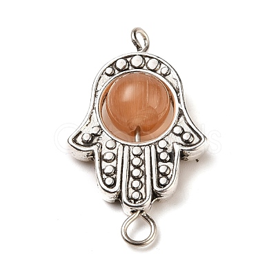 Tibetan Style Alloy Frames with Cat Eye Beads Links PALLOY-JF00479-1