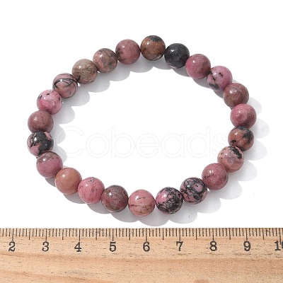 Natural Rhodonite Beads Stretch Bracelets X-BJEW-F380-01-B16-1
