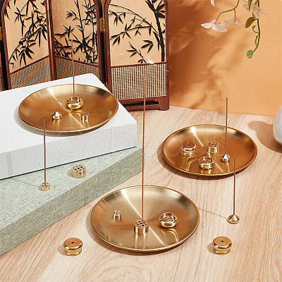15Pcs 5 Styles Mini Brass Incense Holder AJEW-OC0015-98-1