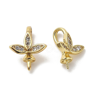 Rack Plating Brass Micro Pave Cubic Zirconia Peg Bails KK-S397-10G-1