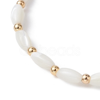 Natural Shell Twist Oval Beaded Stretch Bracelets for Women BJEW-JB10059-1