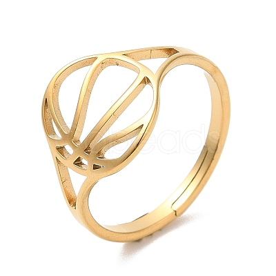 Ion Plating(IP) 304 Stainless Steel Hollow Basketball Adjustable Ring for Women RJEW-M149-28G-1
