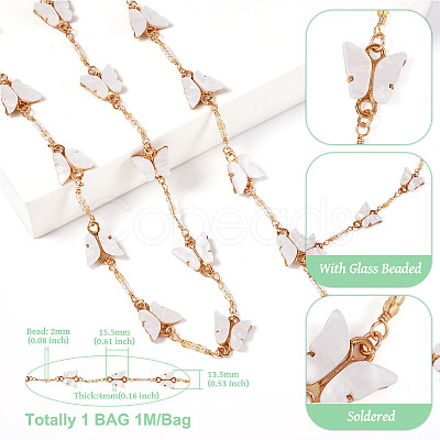 1M Handmade Acrylic Butterfly Link Chains CHC-TA0001-24B-1