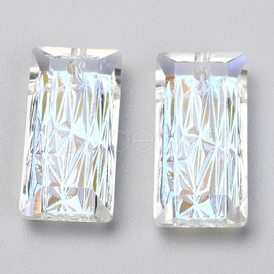 Embossed Glass Rhinestone Pendants GLAA-J101-07B-001SI-1