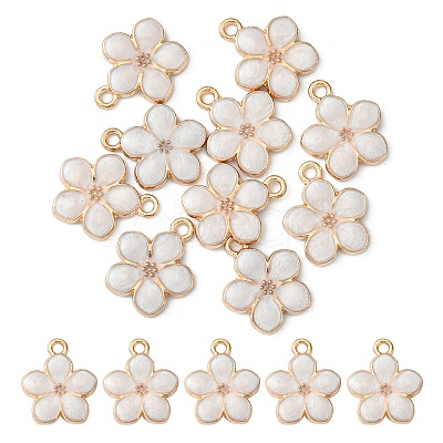 10Pcs Light Gold Plated Alloy Enamel Pendants ENAM-YW0002-15B-1