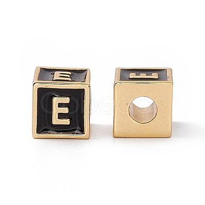 Rack Plating Brass Enamel Beads KK-B060-04G-01E-1