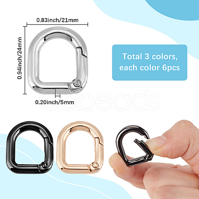 18Pcs 3 Colors Alloy Spring Gate Rings FIND-SC0014-07-1