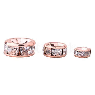 Rondelle Brass Rhinestone Spacer Beads RB-PH0001-05RG-NF-1