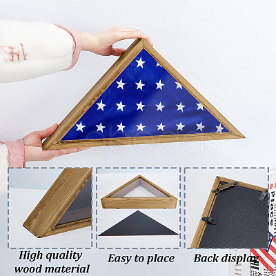 Triangle Wooden Wall Mounted Foldable Flag Cases CON-WH0125-09A-1