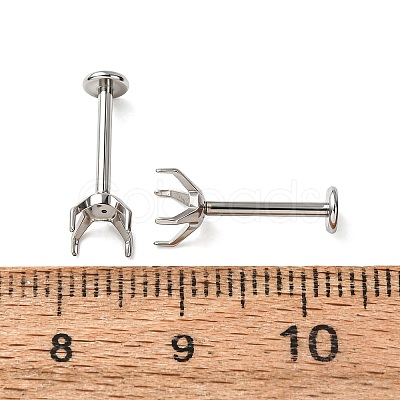 304 Stainless Steel Prong Earring Settings SA-CBA8B85-11D-03-1