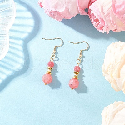 Natural Rhodochrosite Dangle Earrings EJEW-JE06631-02-1