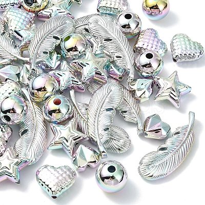 50Pcs 5 Styles UV Plating Opaque CCB Plastic Beads MACR-YW0004-72-1