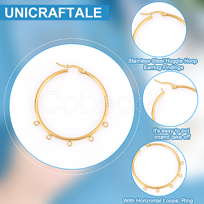 Unicraftale 8Pcs 2 Colors 304 Stainless Steel Huggie Hoop Earring Findings STAS-UN0044-76-1