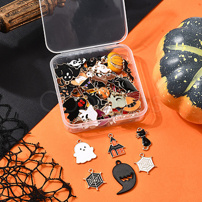 Halloween Theme Alloy Enamel Pendants FIND-SP0004-37-1