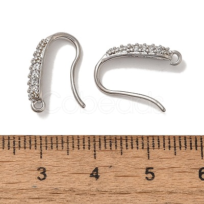 Rack Plating Brass Micro Pave Clear Cubic Zirconia Earring Hooks KK-A231-02P-1