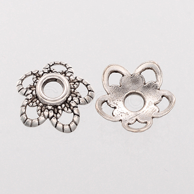 5-Petal Flower Tibetan Silver Fancy Bead Caps AA484-1