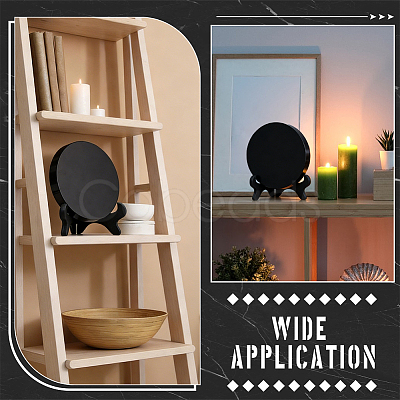 Flat Round Natural Obsidian Display Decorations with Base DIY-WH0899-877-1
